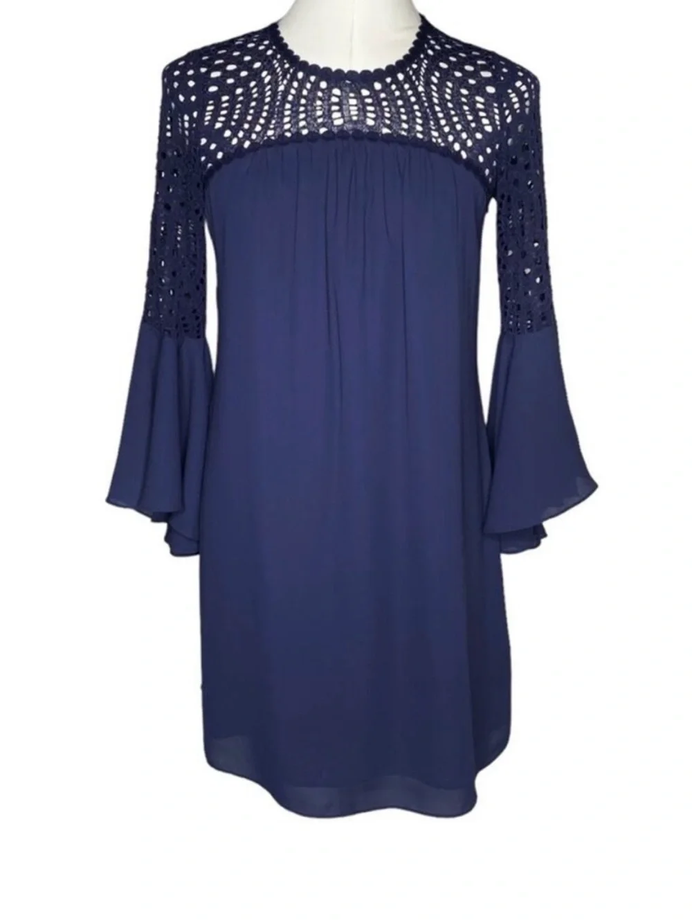 Lilly Pulitzer Amenna Bell Sleeve Lace Dress in True Navy